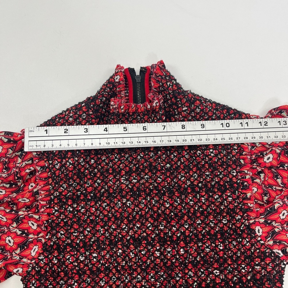 Alice & Olivia Elvira Smocked Mock Neck Mini Dress Sz 2 - Picture 11 of 16